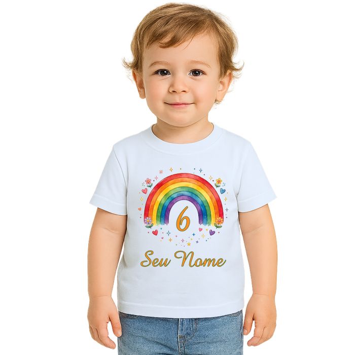Camiseta Arco Íris Mundo Colorido Estampa Personalizada