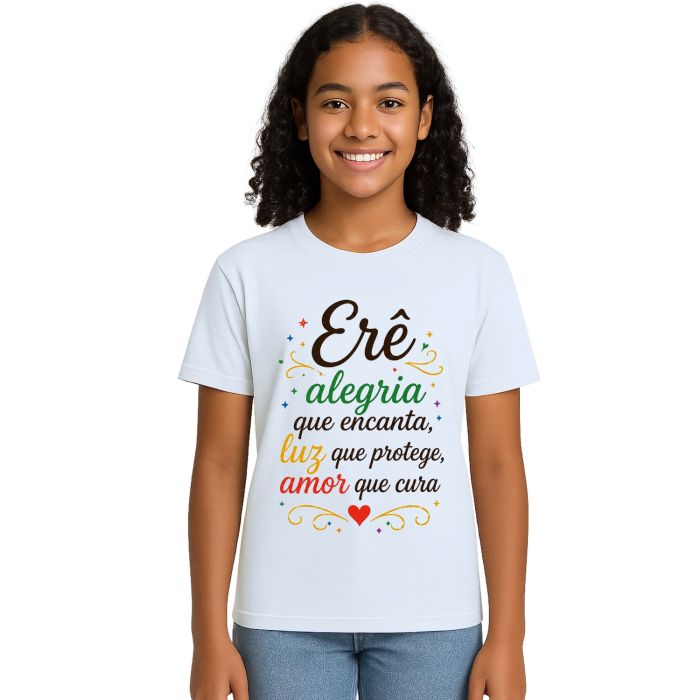 Camiseta Erê Alegria Luz Amor Estampa Personalizada