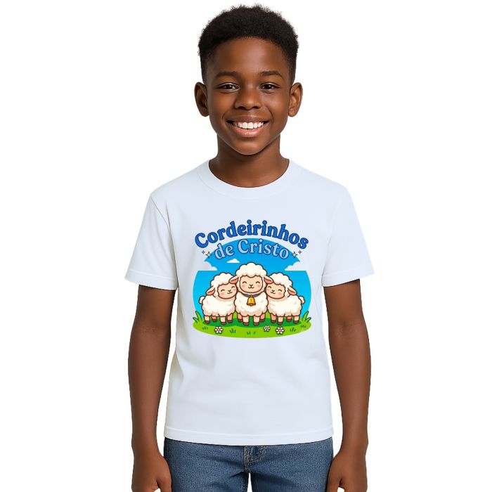 Camiseta Cordeirinhos de Jesus Cristo Estampa Personalizada