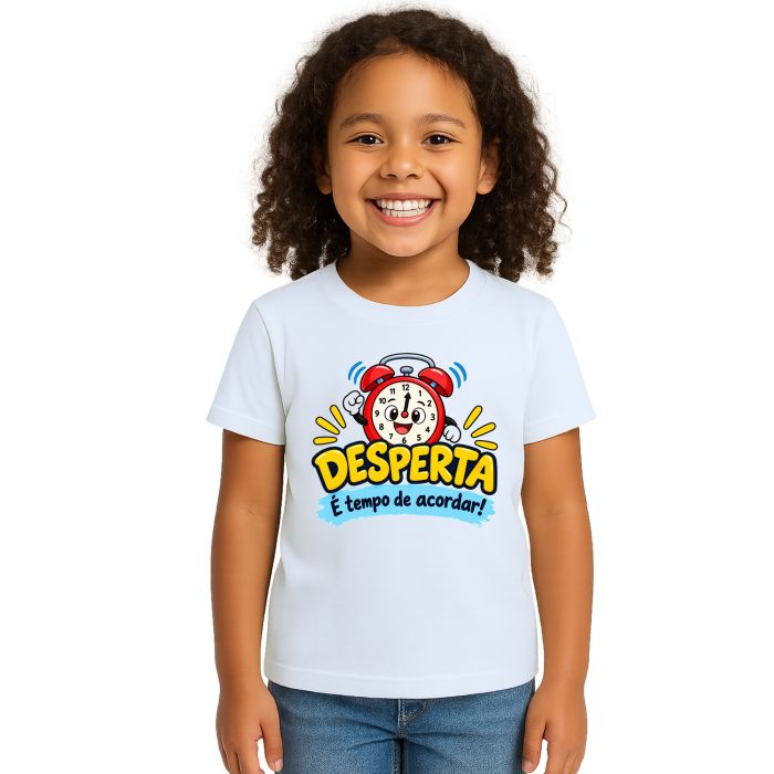 Camiseta Desperta Tempo de Acordar Estampa Personalizada