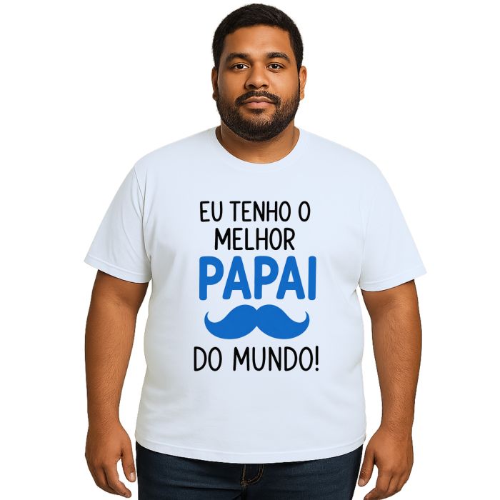 Camiseta Melhor Papai do Mundo Bigode Estampa Personalizada