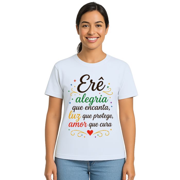 Camiseta Erê Alegria Luz Amor Estampa Personalizada