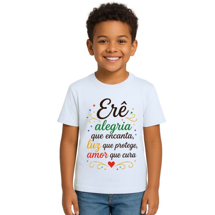 Camiseta Erê Alegria Luz Amor Estampa Personalizada
