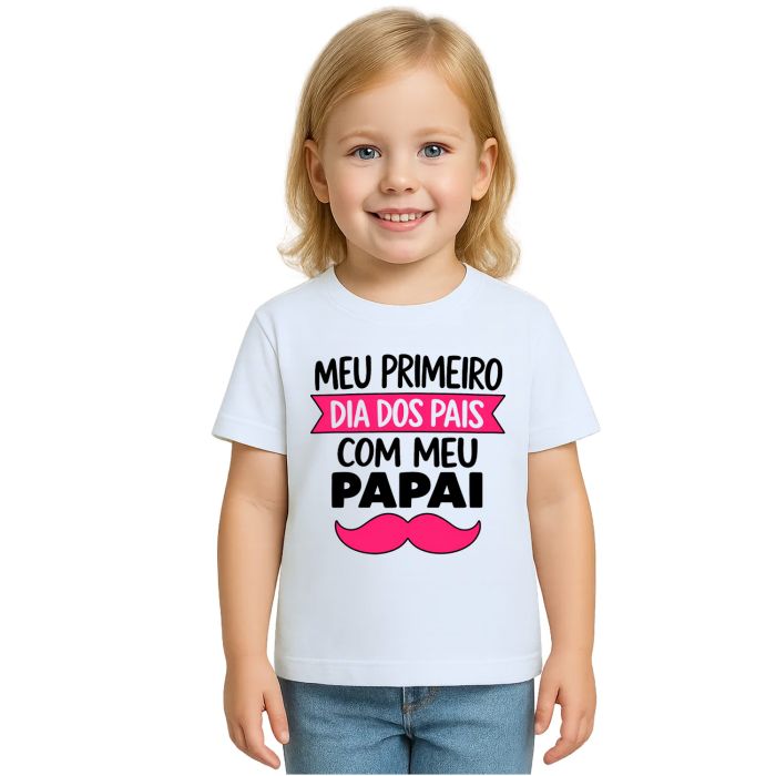 Camiseta Primeiro Dia Dos Pais Bigode Estampa Personalizada