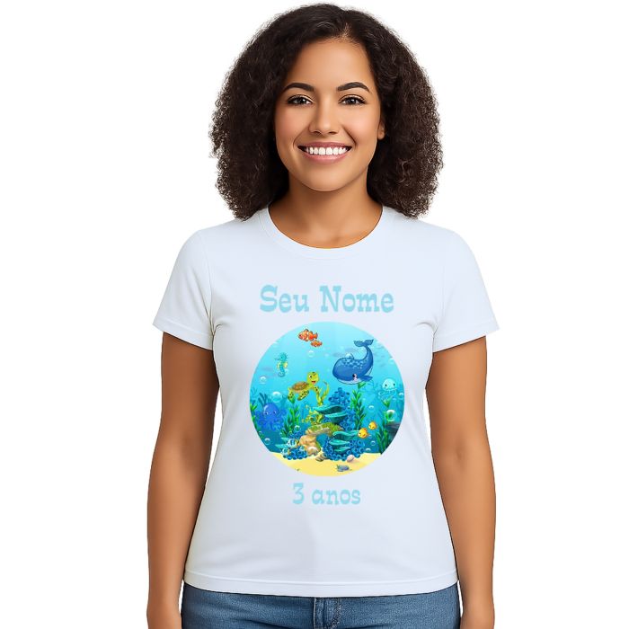Camiseta Fundo do Mar Peixes Estampa Personalizada