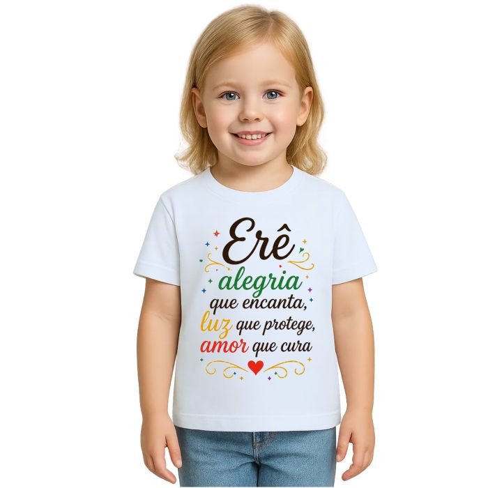 Camiseta Erê Alegria Luz Amor Estampa Personalizada