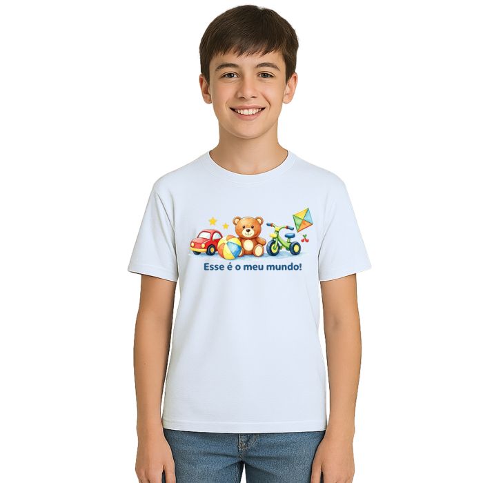 Camiseta Brincar é o Meu Mundo Estampa Personalizada