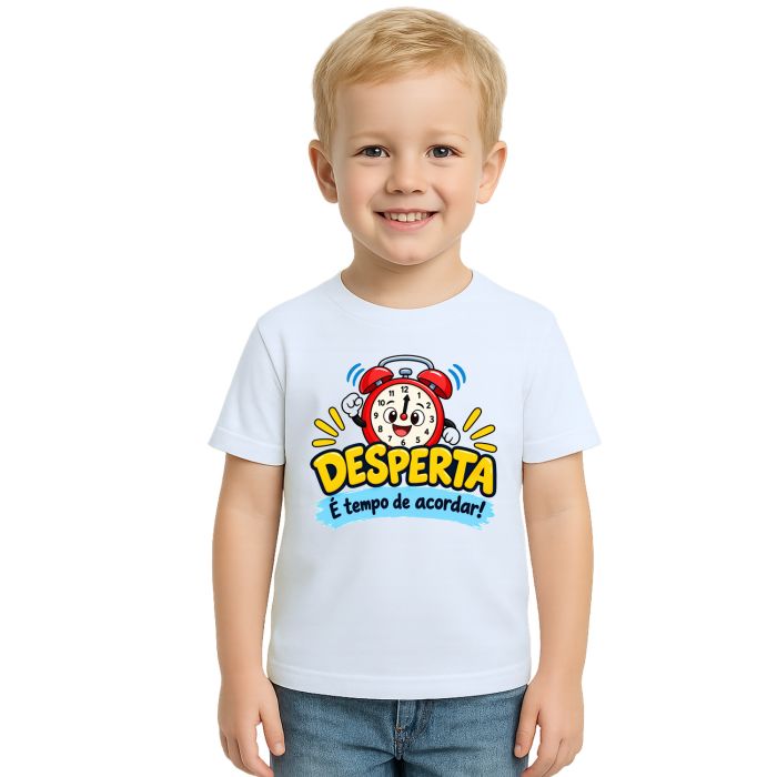 Camiseta Desperta Tempo de Acordar Estampa Personalizada