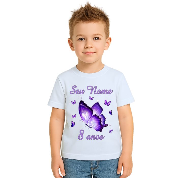 Camiseta Borboletas Purple Butterflies Estampa Personalizada