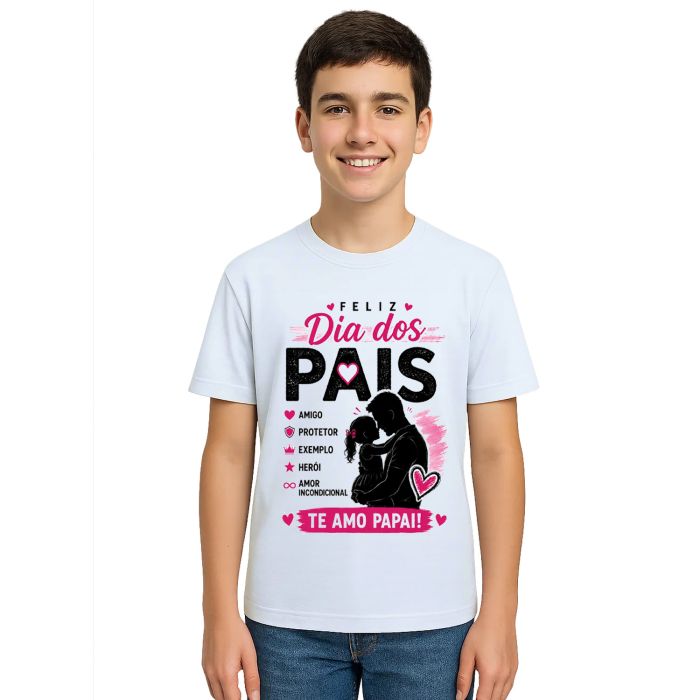Camiseta Feliz Dia Dos Pais Papai Estampa Personalizada