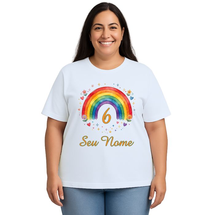 Camiseta Arco Íris Mundo Colorido Estampa Personalizada