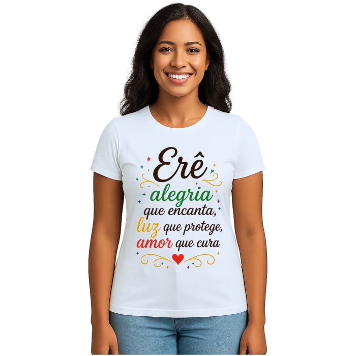 Camiseta Erê Alegria Luz Amor Estampa Personalizada