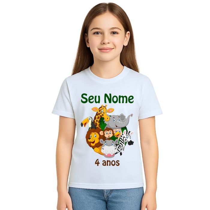 Camiseta Safari Show dos Animais Estampa Personalizada