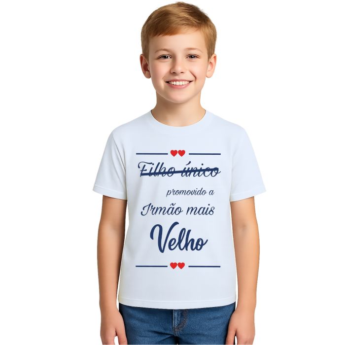 Camiseta Irmão Mais Velho Corações Estampa Personalizada