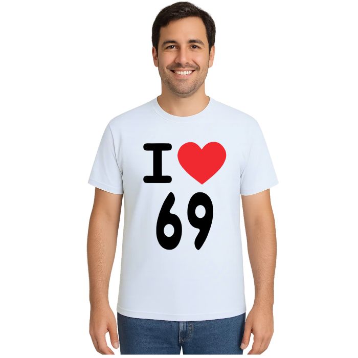 Camiseta I Love 69 Amo Meia Nove Estampa Personalizada