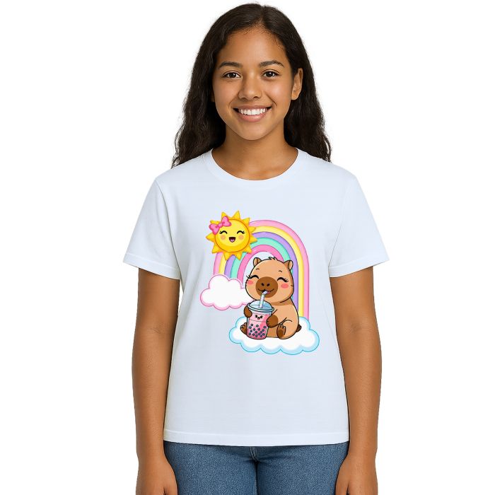 Camiseta Capivara MilkShake Arco Iris Estampa Personalizada