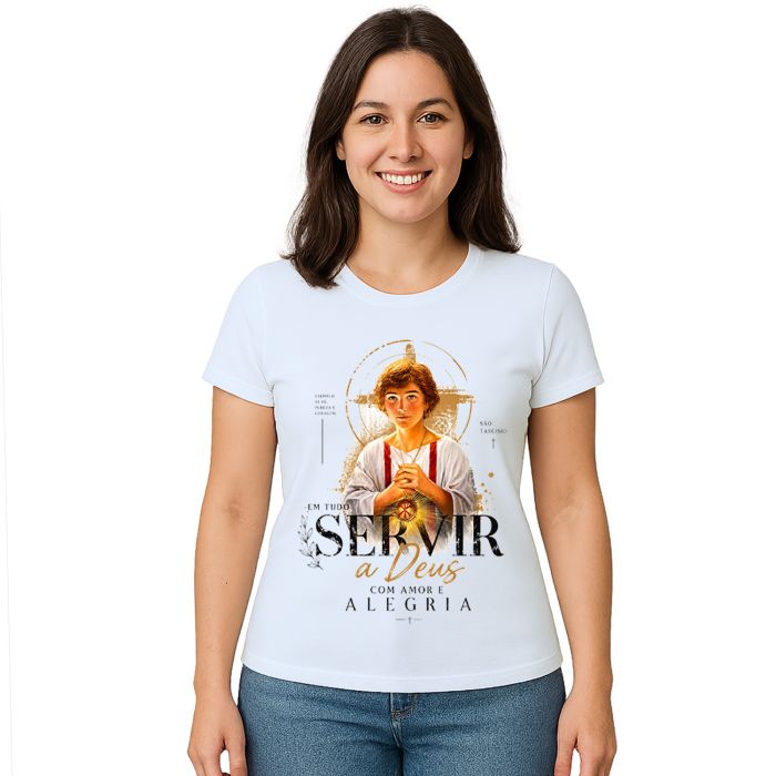 Camiseta São Tarcísio Servir a Deus Estampa Personalizada