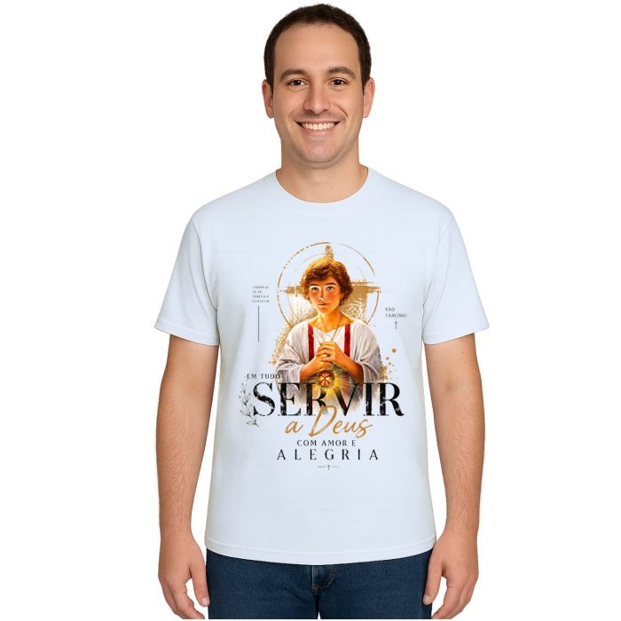 Camiseta São Tarcísio Servir a Deus Estampa Personalizada