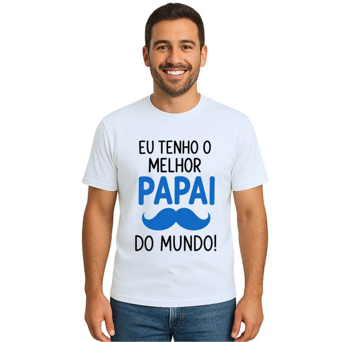 Camiseta Melhor Papai do Mundo Bigode Estampa Personalizada