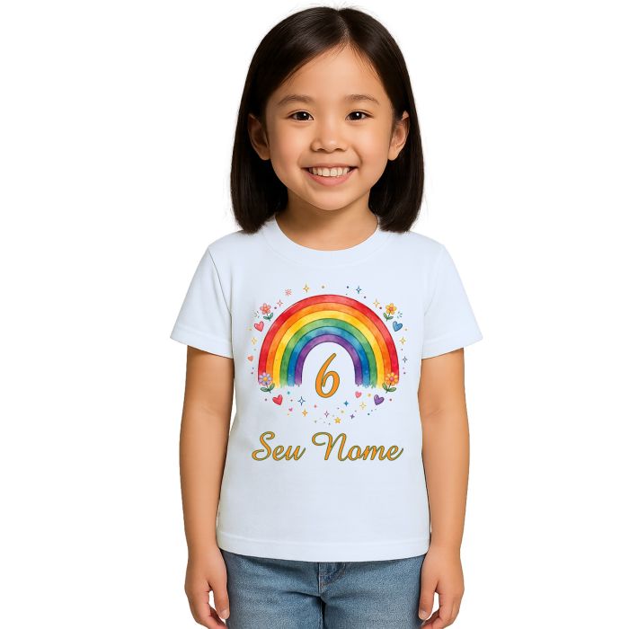 Camiseta Arco Íris Mundo Colorido Estampa Personalizada