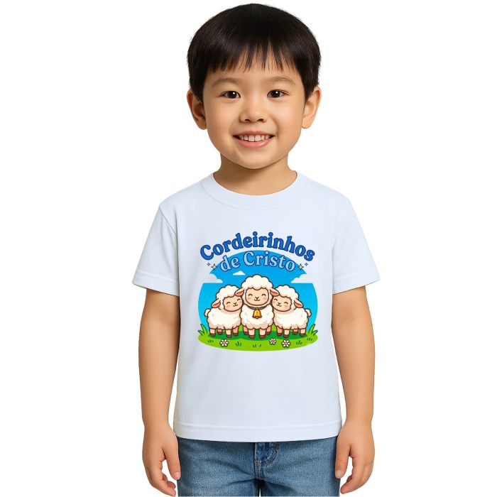 Camiseta Cordeirinhos de Jesus Cristo Estampa Personalizada