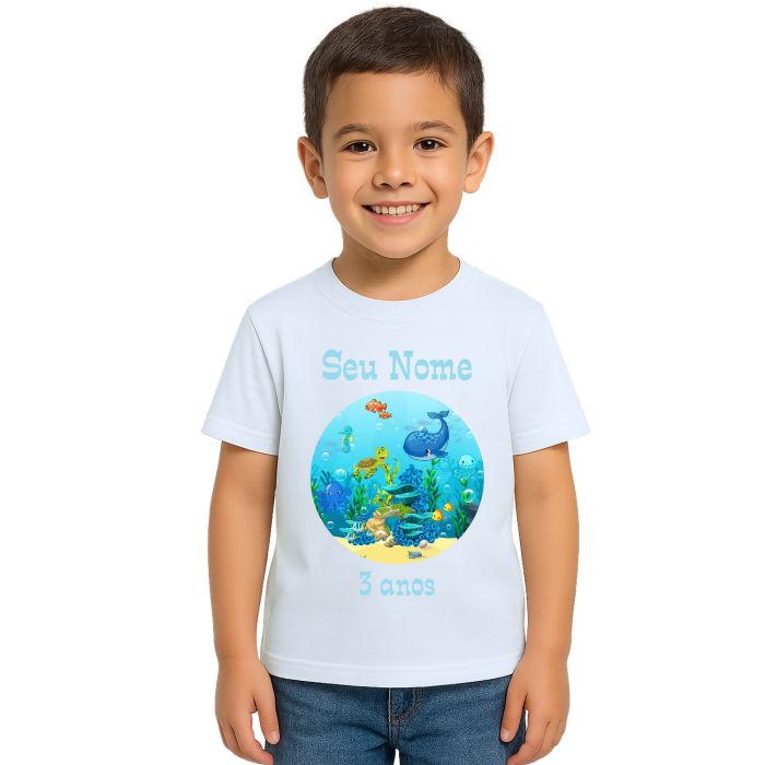 Camiseta Fundo do Mar Peixes Estampa Personalizada