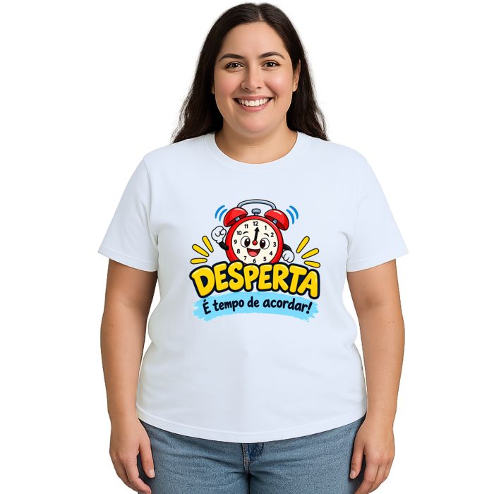 Camiseta Desperta Tempo de Acordar Estampa Personalizada