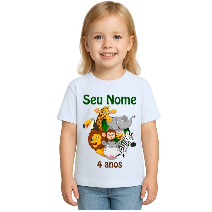Camiseta Safari Show dos Animais Estampa Personalizada