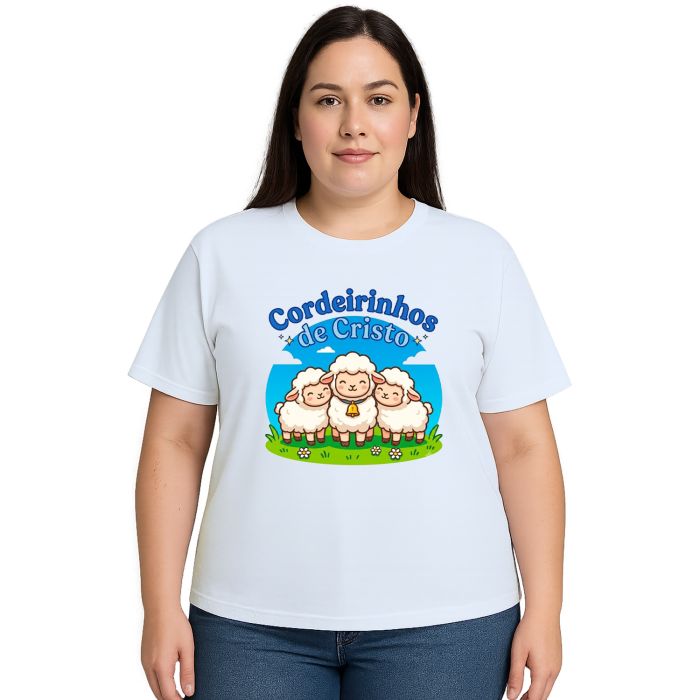 Camiseta Cordeirinhos de Jesus Cristo Estampa Personalizada