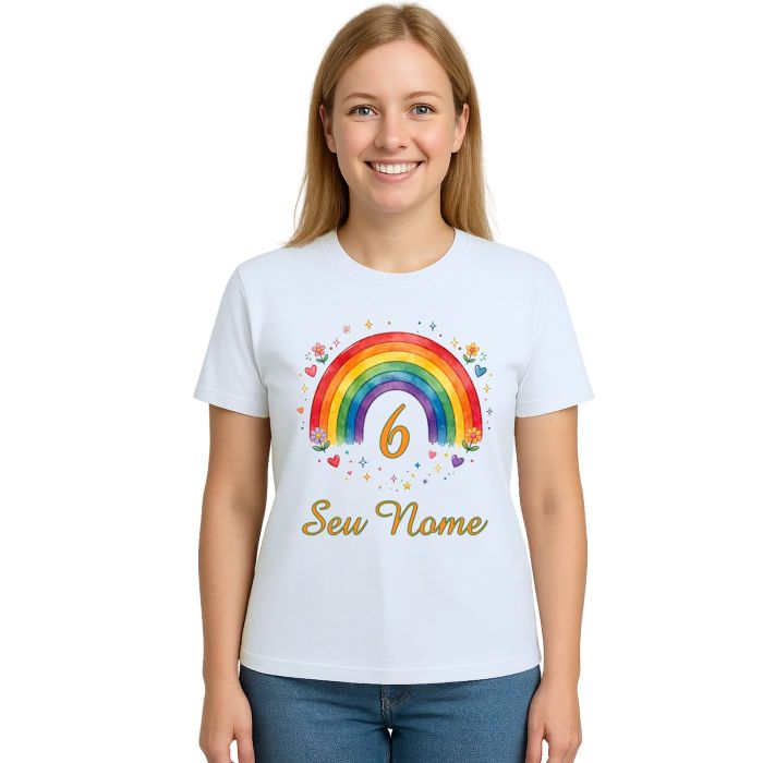 Camiseta Arco Íris Mundo Colorido Estampa Personalizada