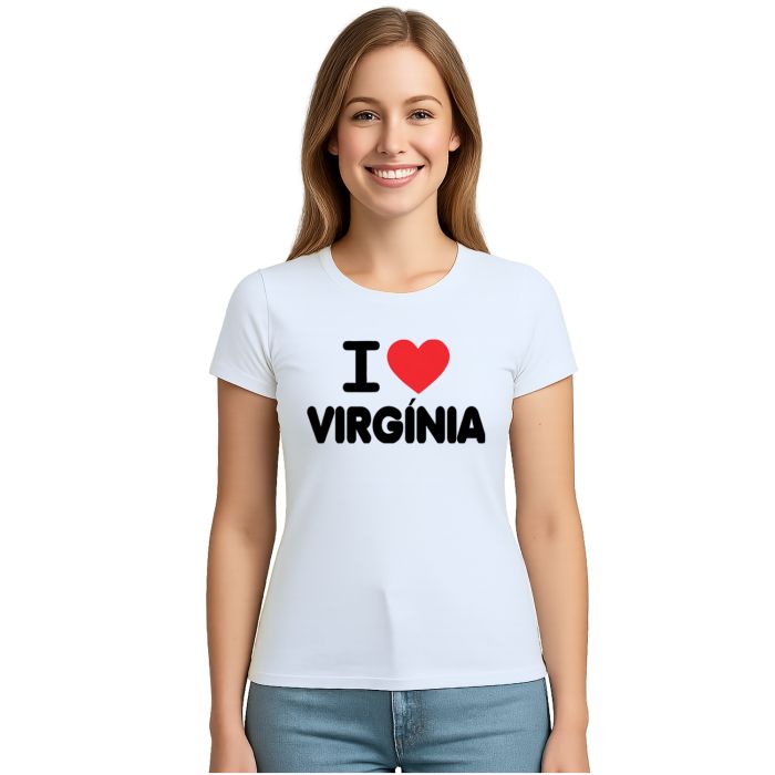 Camiseta Eu Amo Virgínia MG I Love Virginia Personalizada