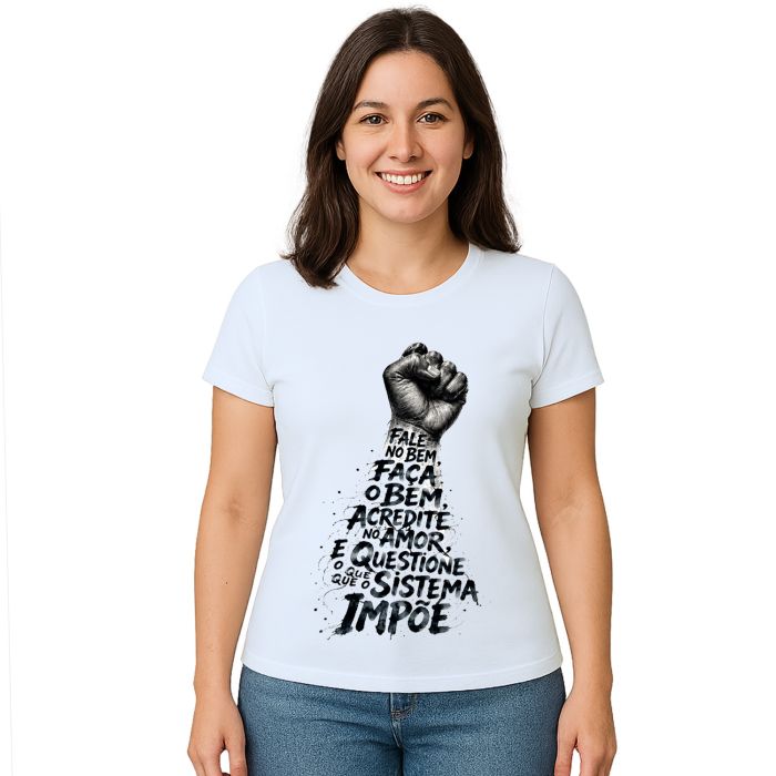 Camiseta Questione o Sistema Estampa Personalizada