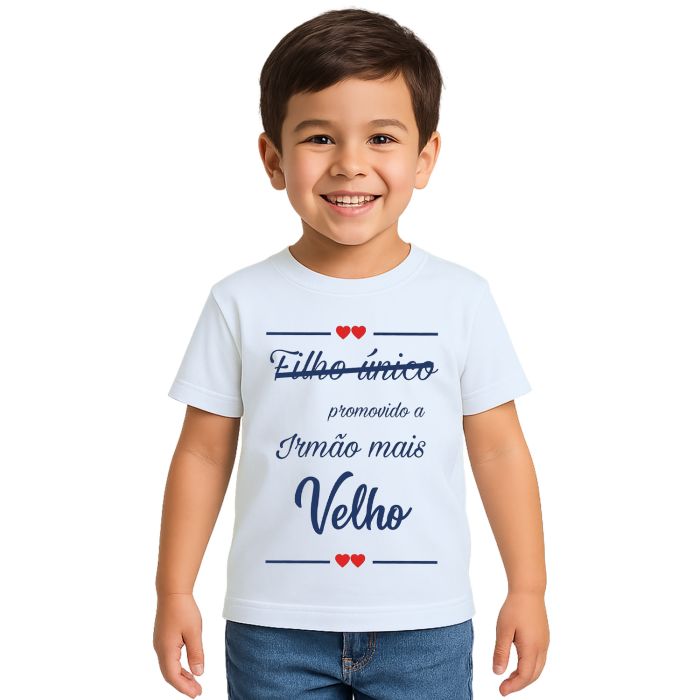 Camiseta Irmão Mais Velho Corações Estampa Personalizada