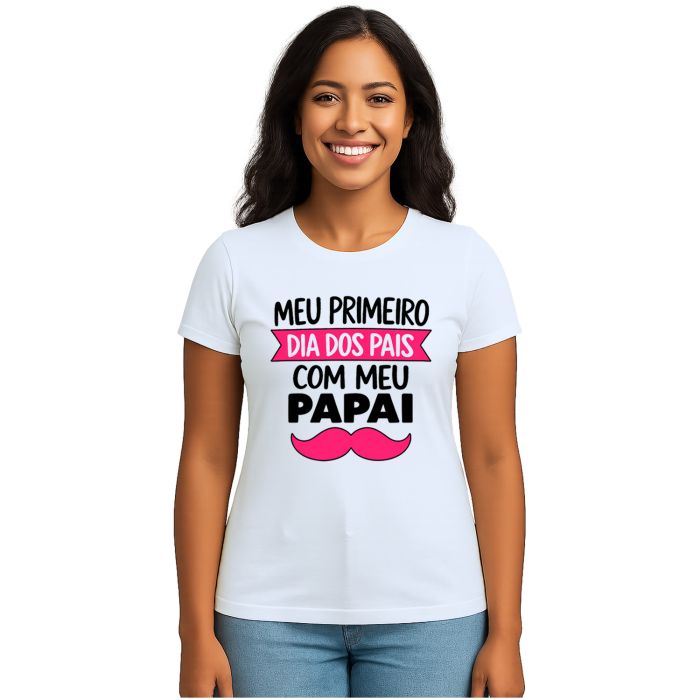 Camiseta Primeiro Dia Dos Pais Bigode Estampa Personalizada