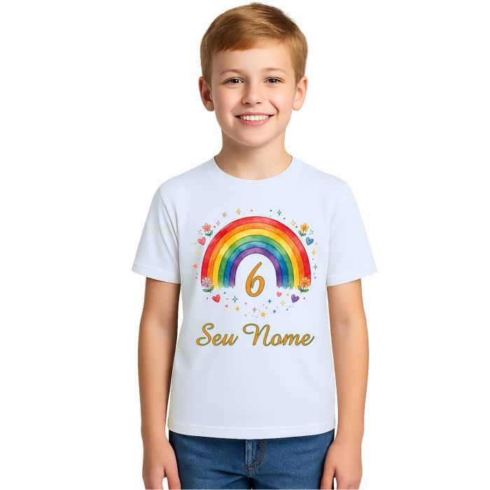 Camiseta Arco Íris Mundo Colorido Estampa Personalizada