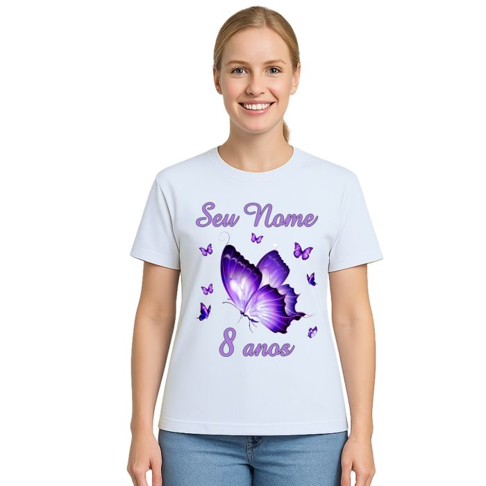 Camiseta Borboletas Purple Butterflies Estampa Personalizada