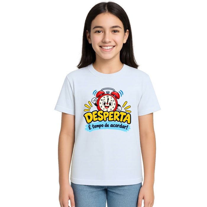 Camiseta Desperta Tempo de Acordar Estampa Personalizada