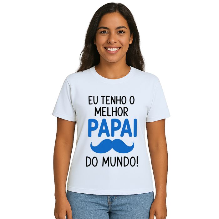 Camiseta Melhor Papai do Mundo Bigode Estampa Personalizada