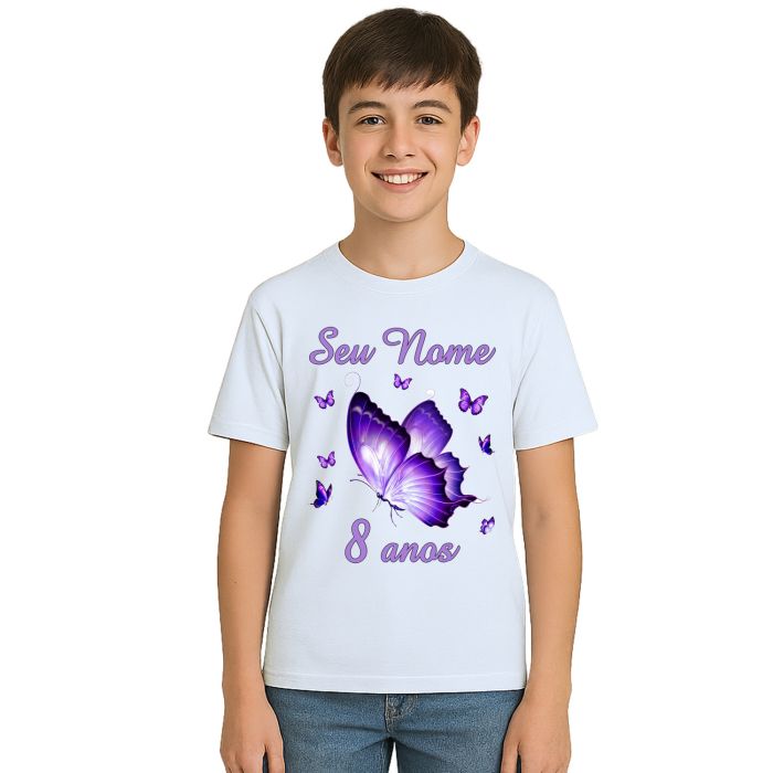 Camiseta Borboletas Purple Butterflies Estampa Personalizada