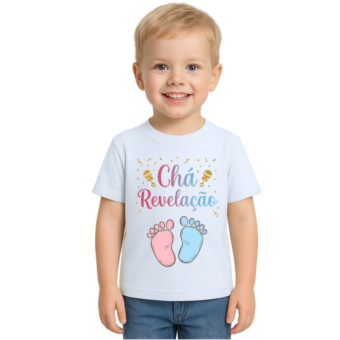 Camiseta Chá Revelação Pezinho Estampa Personalizada
