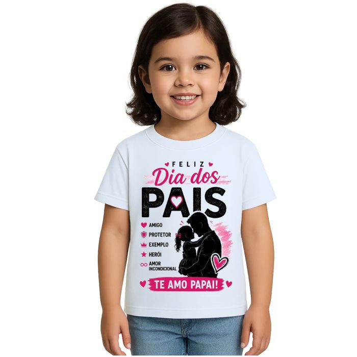 Camiseta Feliz Dia Dos Pais Papai Estampa Personalizada