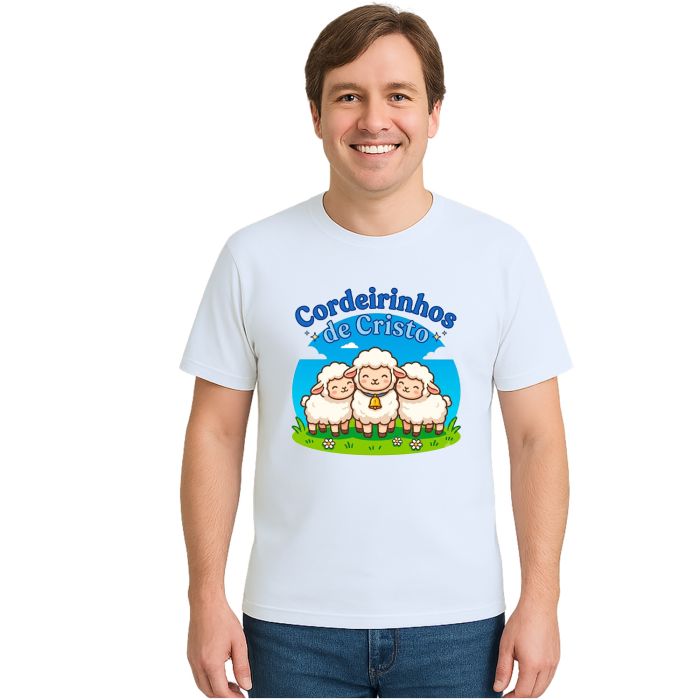 Camiseta Cordeirinhos de Jesus Cristo Estampa Personalizada