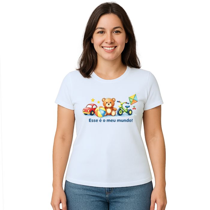 Camiseta Brincar é o Meu Mundo Estampa Personalizada