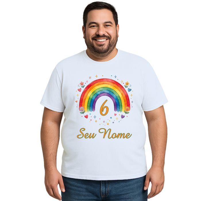 Camiseta Arco Íris Mundo Colorido Estampa Personalizada