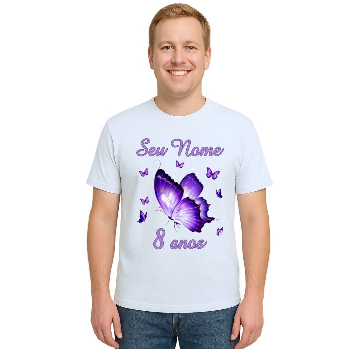 Camiseta Borboletas Purple Butterflies Estampa Personalizada