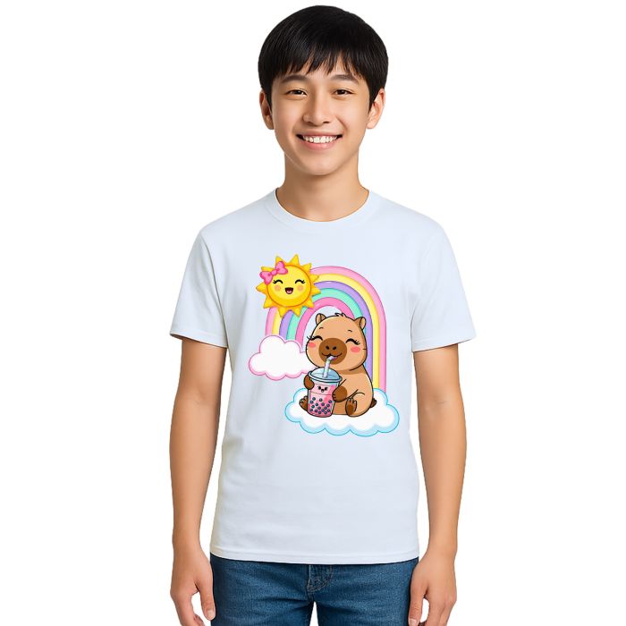 Camiseta Capivara MilkShake Arco Iris Estampa Personalizada