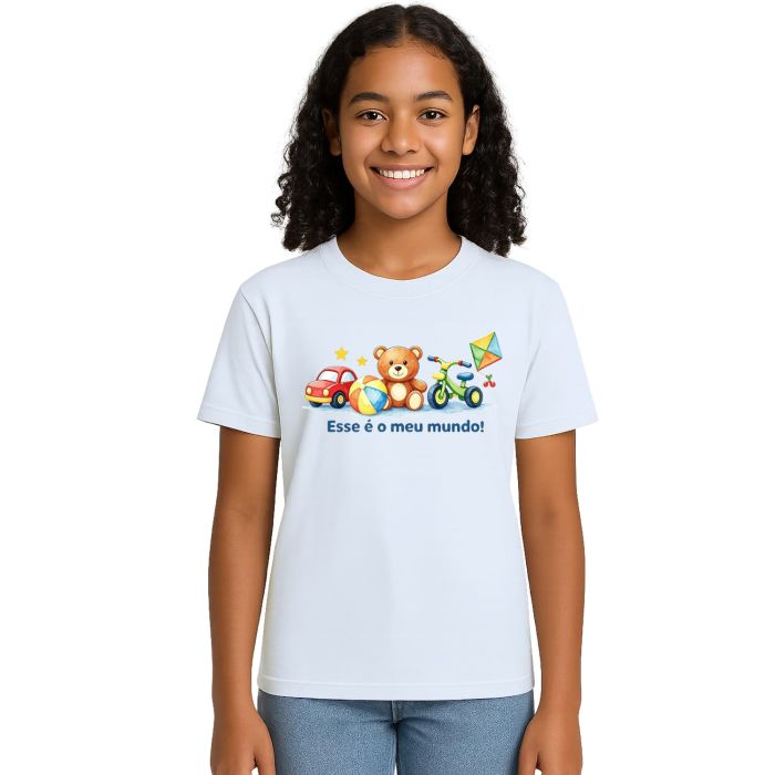 Camiseta Brincar é o Meu Mundo Estampa Personalizada