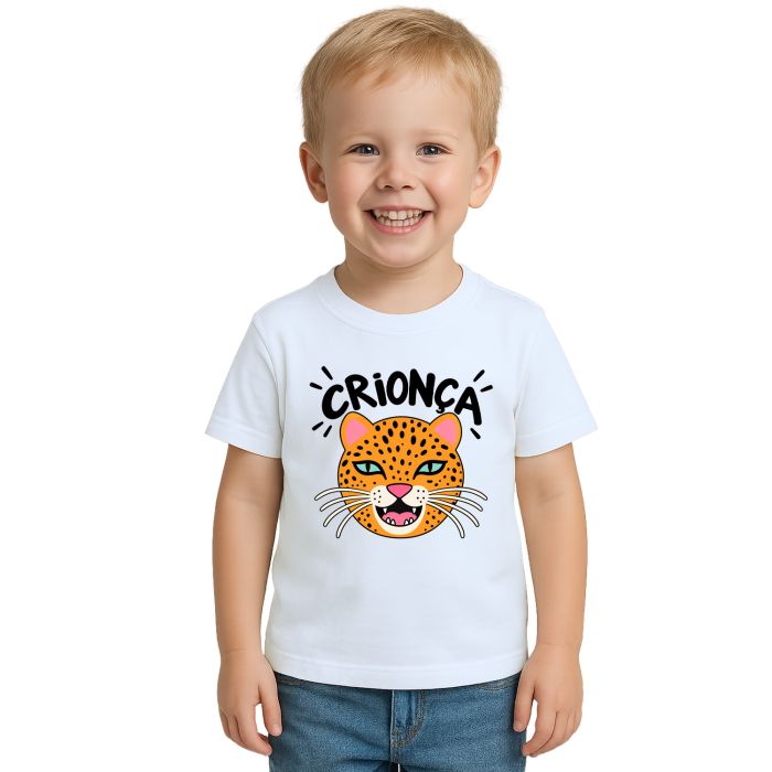 Camiseta Crionça Onça Criança Estampa Personalizada