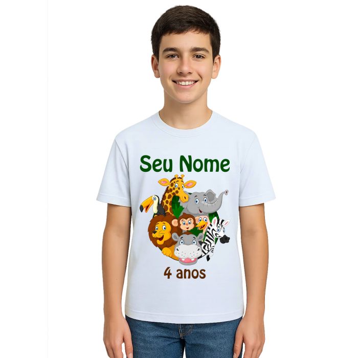 Camiseta Safari Show dos Animais Estampa Personalizada