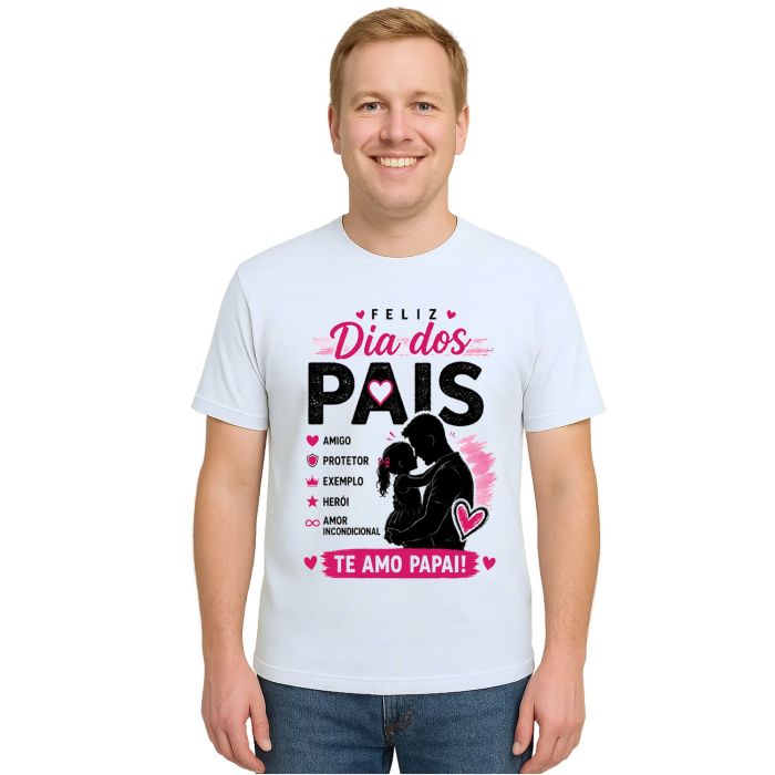 Camiseta Feliz Dia Dos Pais Papai Estampa Personalizada